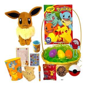 Eevee Plush Pokemon Toy Bundle Easter Basket Fillers Kids Gift Set